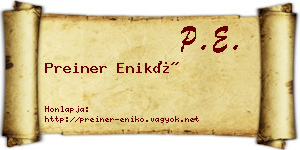 Preiner Enikő névjegykártya
